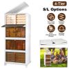 4-Tier Foldable Storage Bins with Lid Front Magnetic Door Collapsible Stackable Closet Organizer Containers with 4Pcs 360Â° Rotatable Wheels