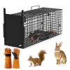 26in Single Door Live Animal Cage Trap For Animals Under 5LBS Easy To Setup Humane Galvanized Iron Trap Cage For Small Cats Rabbits Squirrels Moles Ch