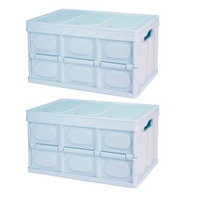 2Pcs 30L Collapsible Storage Bins With Dustproof Lid Waterproof Interior Bag Handle Stackable Storage Box Container Utility Organizer Crate For Campin (Option: 2PCSBINS(30LBLUE)GPCT4732)