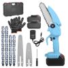 Electric Mini Chainsaw Portable Handheld Cordless Small Chain Saw Battery Powered with 2Pcs 2200mAh Rechargeable Batteries 4in/6in Chains for Pruning