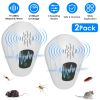 2 Pack Pest Control Device for Mosquitoes Cockroaches Rats Plug In Ultrasonic Insect Repellent Indoor for Bedroom Garage Warehouse Office