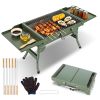 Foldable Charcoal Grill Portable BBQ Grill with Storage Shelf, Carry Handle, Air Vent Design, Chrome-Plated Grill Grate, 10 Skewers, Outdoor Barbecue