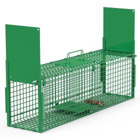 40in 2 Door Live Animal Cage Trap For Animals Under 18LBS Easy To Setup Humane Galvanized Iron Trap Cage For Raccoons Armadillos Foxes Opossums Muskra (Option: TRAPCAGE(1003028CM)GPCT5140)