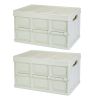 2Pcs 56L Collapsible Storage Bins With Dustproof Lid Waterproof Interior Bag Handle Stackable Storage Box Container Utility Organizer Crate For Campin