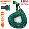EVA Recoil Garden Hose Flexible Self-coiling Water Hose with 3/4â€ and 1/2â€ Adapter with 7 Spraying Modes for Boat Greenhouse Yard Patio