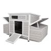 Forbidden To Sell On Temu Large Wooden Chicken Coop for 3-6 Chickens, Outdoor Hen House with 6 Nesting Compartments, Waterproof Asphalt Roof, Removabl