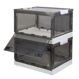 2 Packs Foldable Storage Bins Collapsible Storage Box Organizer Stackable Toy Container with Double Doors Top Lid Rolling Wheels for Clothes Toys Book (Option: 2PCSSTORAGEBINS(BN56L)GPCT3922)