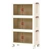 3Pcs Foldable Storage Bins with Lid Front Magnetic Door Collapsible Stackable Closet Organizer Containers with 4Pcs 360Â° Rotatable Wheels 8Pcs Small