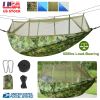 600lbs Load 2 Persons Hammock w/Mosquito Net Outdoor Hiking Camping Hommock Portable Nylon Swing Hanging Bed w/ Strap Hook Carry Bag