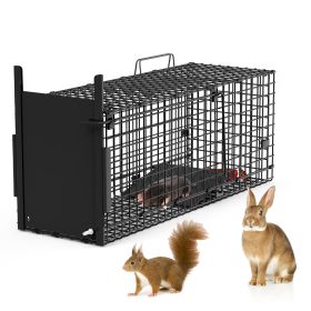 26in Single Door Live Animal Cage Trap For Animals Under 5LBS Easy To Setup Humane Galvanized Iron Trap Cage For Small Cats Rabbits Squirrels Moles Ch (Option: TRAPCAGE(SBLACK)GPCT5140)