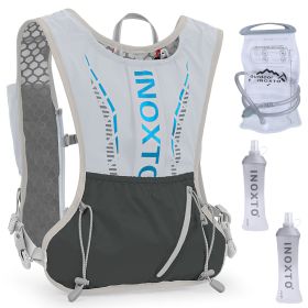 Sport Hydration Vest Running Backpack with 15oz 50oz Water Bladder Adjustable Strap Storage Bag for Trail Running Marathon Race Hiking (Option: WATERVESTPACK(GREY)GPCT4008)