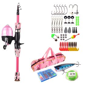 Kids Fishing Pole Set Fishing Starter Kit Telescopic Fishing Rod and Reel Combo Kit with Tackle Box 56Pcs Fishing Lures for Boys Girls (Option: FISHINGPOLE(1.5MPINK)GPCT4789)
