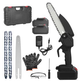 Electric Mini Chainsaw Portable Handheld Cordless Small Chain Saw Battery Powered with 2Pcs 1200mAh Rechargeable Batteries 8in Chains Gloves Goggles f (Option: MINICHAINSAW(BLACK)GPCT5119)