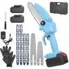 Electric Mini Chainsaw Portable Handheld Cordless Small Chain Saw Battery Powered with 2Pcs 2200mAh Rechargeable Batteries 4in/6in Chains for Pruning