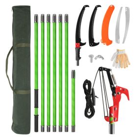 24ft Manual Pole Saw, Lightweight Tree Trimmers Long Handle Pruner Set, Sharp Steel Blade And Scissors Pole Saw For Trimming Palm, Pear Tree, Fir Tree (Option: 51077312)