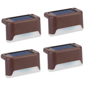 4Pcs Solar Powered LED Step Lights Outdoor IP55 Waterproof Dusk To Dawn Sensor Fence Lamps For Stairs Yard Railing (Option: DECKLIGHT(BROWNWARM)GPCT2959)