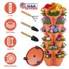 7 Tier Stackable Vertical Planter With Wheels Strawberry Planter Tower Space Saving Garden Planter With Drainage System Rolling Herb Flower Vegetable