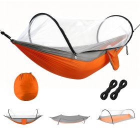 Camping Hammock with Mosquito Net 3-in-1 Portable Hammock Tent with Built_x001E_In Mosquito Net Dual-Way Zippers 440lbs Capacity Attached Storage Pock (Option: HAMMOCK(ORANGEGREY)GPCT5652)