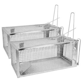 2 Pack Rat Trap Cage Humane Live Rodent Trap Cage Galvanized Iron Mice Mouse Control Bait Catch with Detachable U Shaped Rod (Option: (2PCS)TRAPCAGEGPCT1086)