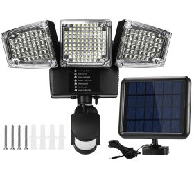 Solar Lights Outdoor 188 LEDs 1600lm Solar Security Lights Motion Sensor Lights 270Â°Lighting Angle Waterproof Dusk to Dawn Solar Wall Lights 360Â°Rot (Option: 3HEADLIGHT(BLACK)GPCT2304)
