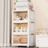3Pcs Foldable Storage Bins with Lid Front Magnetic Door Collapsible Stackable Closet Organizer Containers with 4Pcs 360Â° Rotatable Wheels 8Pcs Small