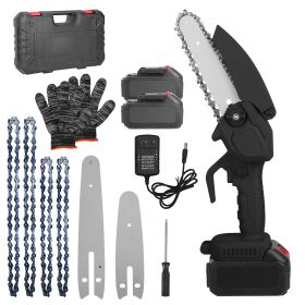 Electric Mini Chainsaw Portable Handheld Cordless Small Chain Saw Battery Powered with 2Pcs 2200mAh Rechargeable Batteries 4in/6in Chains for Pruning (Option: ELECTRICCHAINSAW(BLACK)GPCT4639)