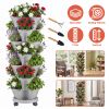 7 Tier Stackable Vertical Planter With Wheels Strawberry Planter Tower Space Saving Garden Planter With Drainage System Rolling Herb Flower Vegetable