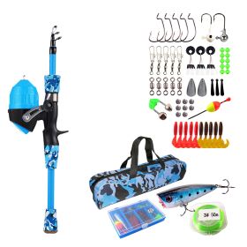 Kids Fishing Pole Set Fishing Starter Kit Telescopic Fishing Rod and Reel Combo Kit with Tackle Box 56Pcs Fishing Lures for Boys Girls (Option: FISHINGPOLE(1.2MBLUE)GPCT4789)
