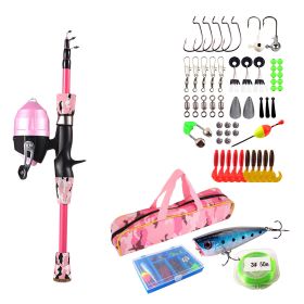 Kids Fishing Pole Set Fishing Starter Kit Telescopic Fishing Rod and Reel Combo Kit with Tackle Box 56Pcs Fishing Lures for Boys Girls (Option: FISHINGPOLE(1.2MPINK)GPCT4789)