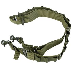 Tactical Shotgun Sling 2 Point Gun Sling Adjustable Shoulder Strap Rifle Shotgun Belts w/ 15-Shell Holders (Option: SINGLEPOINTGUNSLING(GREEN)GPCT2543)