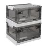 2 Packs Foldable Storage Bins Collapsible Storage Box Organizer Stackable Toy Container with Double Doors Top Lid Rolling Wheels for Clothes Toys Book