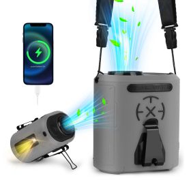 5 In 1 Portable Waist Clip Fan With 5 Speeds Flashlight 10000mAh Battery Operated Personal Wearable Turbo Belt Fan Hands-Free Neck Fan For Camping Tra (Option: CLIPFAN(GREY)GPCT5455)
