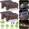 4Pcs Solar Powered LED Step Lights Outdoor IP55 Waterproof Dusk To Dawn Sensor Fence Lamps For Stairs Yard Railing