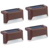 4Pcs Solar Powered LED Step Lights Outdoor IP55 Waterproof Dusk To Dawn Sensor Fence Lamps For Stairs Yard Railing