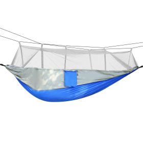 600lbs Load 2 Persons Hammock w/Mosquito Net Outdoor Hiking Camping Hommock Portable Nylon Swing Hanging Bed w/ Strap Hook Carry Bag (Option: MOSQUITONETHAMMOCK(GRY)GPCT1847)