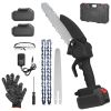 Electric Mini Chainsaw Portable Handheld Cordless Small Chain Saw Battery Powered with 2Pcs 1200mAh Rechargeable Batteries 8in Chains Gloves Goggles f