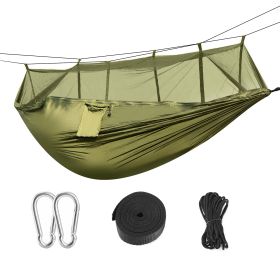 600lbs Load 2 Persons Hammock w/Mosquito Net Outdoor Hiking Camping Hommock Portable Nylon Swing Hanging Bed w/ Strap Hook Carry Bag (Option: MOSQUITONETHAMMOCK(GRN)GPCT1847)