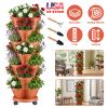 7 Tier Stackable Vertical Planter With Wheels Strawberry Planter Tower Space Saving Garden Planter With Drainage System Rolling Herb Flower Vegetable