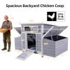Forbidden To Sell On Temu Large Wooden Chicken Coop for 3-6 Chickens, Outdoor Hen House with 6 Nesting Compartments, Waterproof Asphalt Roof, Removabl