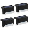 4Pcs Solar Powered LED Step Lights Outdoor IP55 Waterproof Dusk To Dawn Sensor Fence Lamps For Stairs Yard Railing