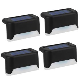 4Pcs Solar Powered LED Step Lights Outdoor IP55 Waterproof Dusk To Dawn Sensor Fence Lamps For Stairs Yard Railing (Option: DECKLIGHT(BLACKWARM)GPCT2959)