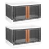 2Pcs 72L Foldable Storage Bins with Lid Collapsible Stackable Closet Organizer Containers with Front Door Lock 4Pcs Wheels