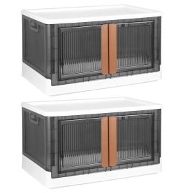 2Pcs 72L Foldable Storage Bins with Lid Collapsible Stackable Closet Organizer Containers with Front Door Lock 4Pcs Wheels (Option: 2PCSTORAGEBIN(37CMWHT)GPCT3920)