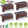 4Pcs Solar Powered LED Step Lights Outdoor IP55 Waterproof Dusk To Dawn Sensor Fence Lamps For Stairs Yard Railing