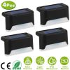 4Pcs Solar Powered LED Step Lights Outdoor IP55 Waterproof Dusk To Dawn Sensor Fence Lamps For Stairs Yard Railing
