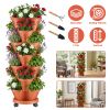 7 Tier Stackable Vertical Planter With Wheels Strawberry Planter Tower Space Saving Garden Planter With Drainage System Rolling Herb Flower Vegetable