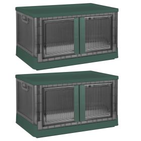 2Pcs 72L Foldable Storage Bins with Lid Collapsible Stackable Closet Organizer Containers with Front Door Lock 4Pcs Wheels (Option: 2PCSTORAGEBIN(37CMGRN)GPCT3920)