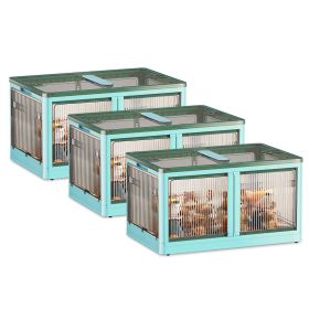 3Pcs Foldable Storage Bins with Lid 4 Doors Collapsible Stackable Closet Organizer Containers with Lock 4Pcs Wheels (Option: 3PCSBINS(XLGREEN)GPCT4628)