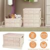 2Pcs 56L Collapsible Storage Bins With Dustproof Lid Waterproof Interior Bag Handle Stackable Storage Box Container Utility Organizer Crate For Campin