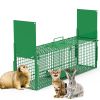 32in 2 Door Live Animal Cage Trap For Animals Under 12LBS Easy To Setup Humane Galvanized Iron Trap Cage For Rabbits Groundhogs Skunk Opossums Nutria